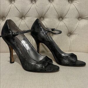 Guess by Marciano - Elegant Silvery Black Peep-Toe Heels